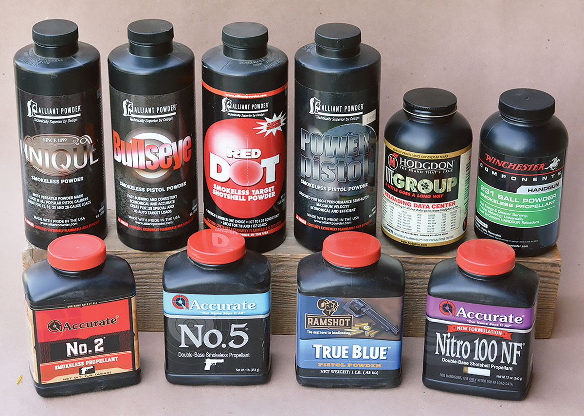 The 38 S&W thrives on fast- to medium-burn rate pistol and revolver powders.